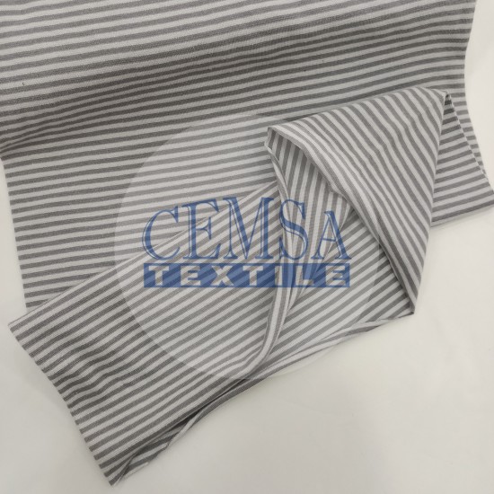 Rib Fabric | 100% Cotton | Grey  Bold Line Cemsa Textile