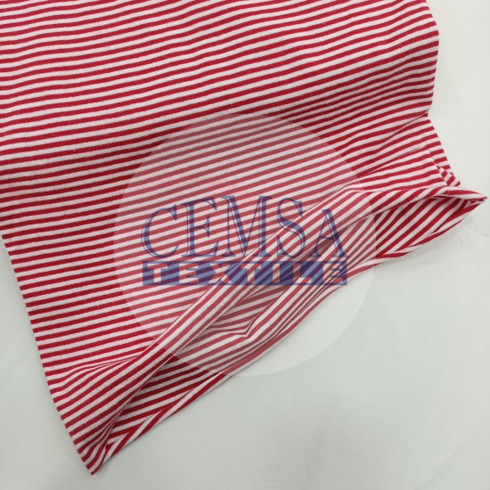 Rib Fabric | 100% Cotton | Red Bold Line Cemsa Textile