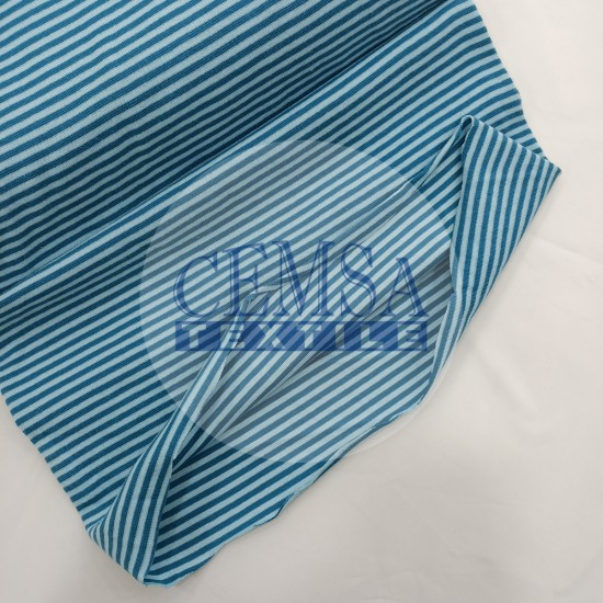 Rib Fabric | 100% Cotton | Blue Bold Line Cemsa Textile