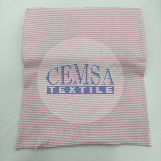 Rib Fabric | 100% Cotton | Pink Bold Line Cemsa Textile