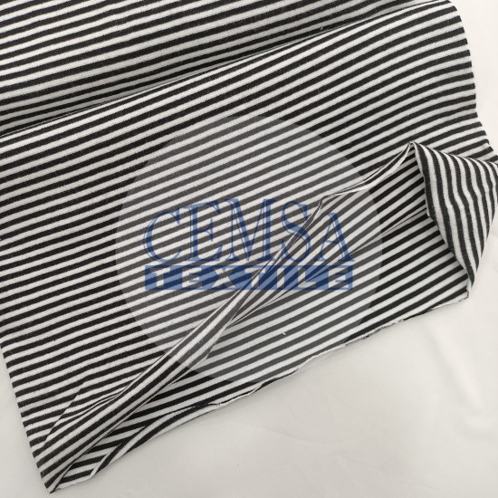 Rib Fabric | 100% Cotton | Black Bold Line Cemsa Textile