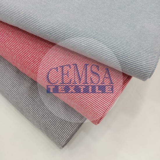 Rib Fabric | 100% Cotton | Red Fine Line Cemsa Textile