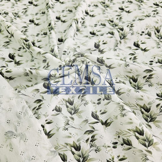 Printed Pointelle Rib / Transfer Rib Fabric 100% Cotton | 93319_V1 Cemsa Textile