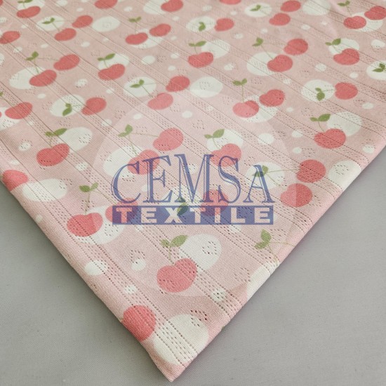 Printed Pointelle Rib / Transfer Rib Fabric 100% Cotton | Design 5 Cemsa Textile