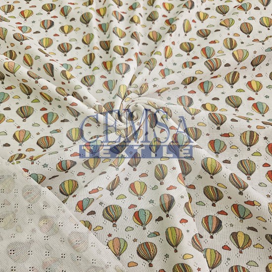 Printed Pointelle Rib / Transfer Rib Fabric 100% Cotton | Design 6 Cemsa Textile