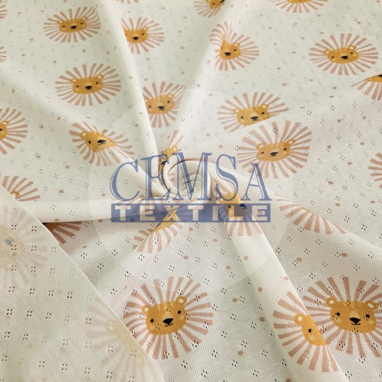 Printed Pointelle Rib / Transfer Rib Fabric 100% Cotton | Design 9 Cemsa Textile