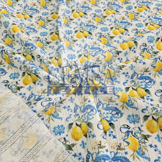 Printed Pointelle Rib / Transfer Rib Fabric 100% Cotton | Design 15