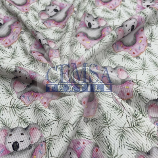 2*2 Printed Kashkorse PK_DNTKLA Printed Kashkorse Fabric | 94% Cot 6% Ea | Donut&Koala