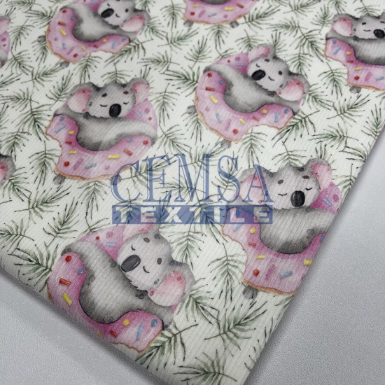 Printed Kashkorse Fabric | 94% Cot 6% Ea | Donut&Koala Cemsa Textile