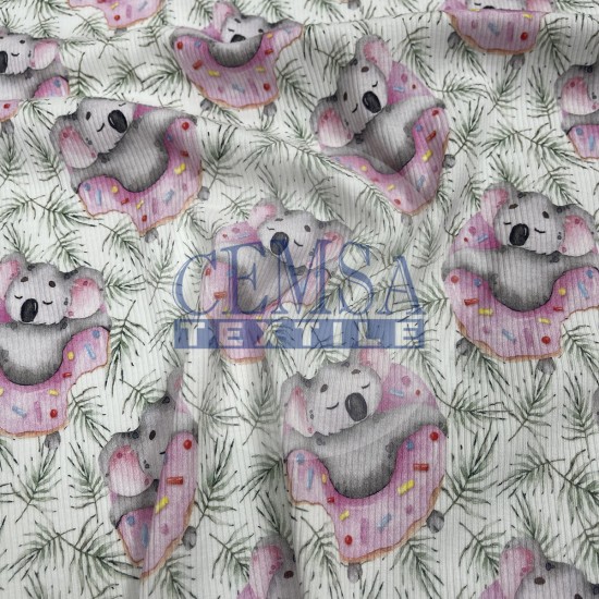 2*2 Printed Kashkorse PK_DNTKLA Printed Kashkorse Fabric | 94% Cot 6% Ea | Donut&Koala