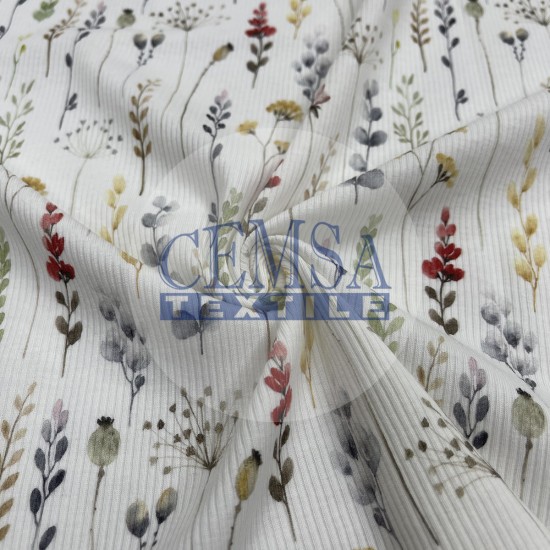 Printed Kashkorse Fabric | 94% Cot 6% Ea | Sprig Cemsa Textile