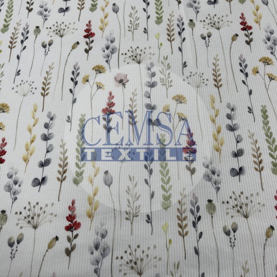 Printed Kashkorse Fabric | 94% Cot 6% Ea | Sprig Cemsa Textile