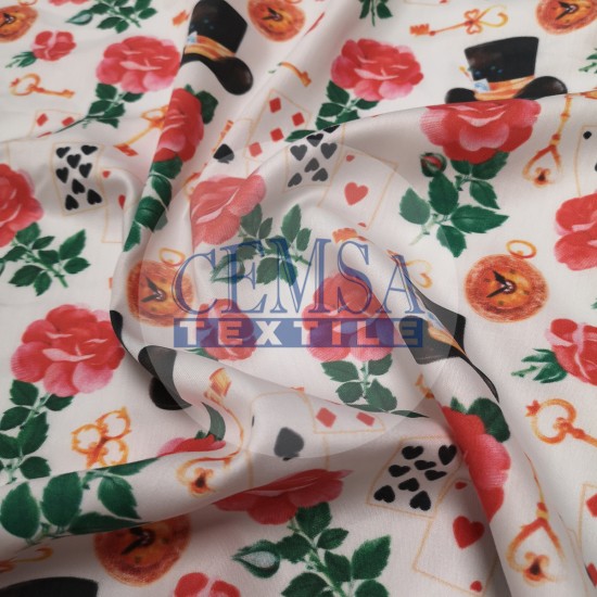 Printed Silky Sateen Fabric | 100% Cotton| Magician Hat 122182 Cemsa Textile