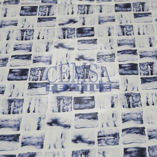 Printed Sateen Fabric | 100% Cotton| Watercolor Square 566135 Cemsa Textile