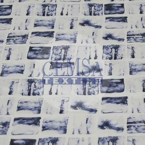 Printed Sateen Fabric | 100% Cotton| Watercolor Square 566135 Cemsa Textile