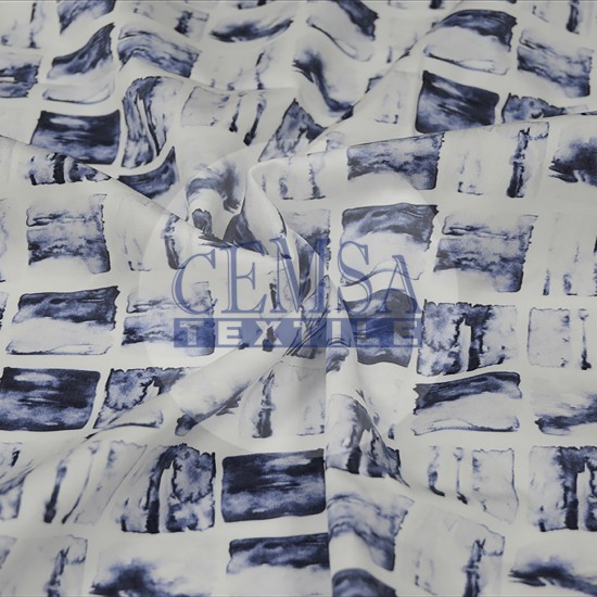 Printed Sateen Fabric | 100% Cotton| Watercolor Square 566135 Cemsa Textile