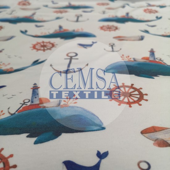 Printed Single Jersey | 95% Cot 5% Ea | Whale Cemsa Textile