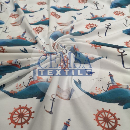 Printed Single Jersey PSJ_W036 Printed Single Jersey | 95% Cot 5% Ea | Whale