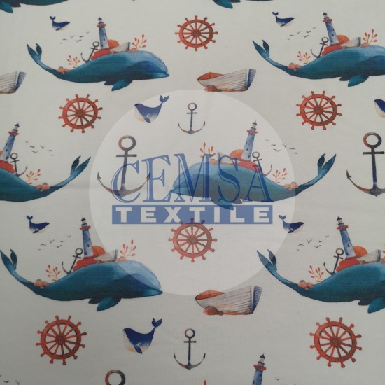 Printed Single Jersey | 95% Cot 5% Ea | Whale Cemsa Textile