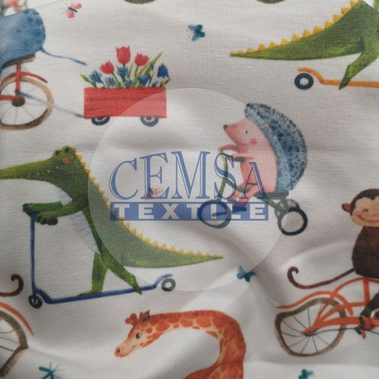 Printed Single Jersey | 95% Cot 5% Ea | Fun Animals Cemsa Textile