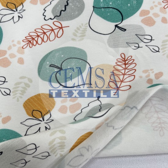 Printed Single Jersey PSNG_LVS Printed Single Jersey | 95% Cot 5% Ea | Leaves