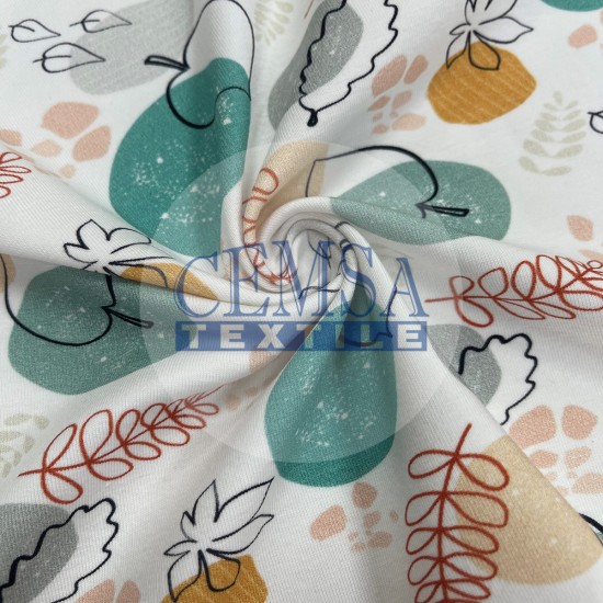 Printed Single Jersey PSNG_LVS Printed Single Jersey | 95% Cot 5% Ea | Leaves