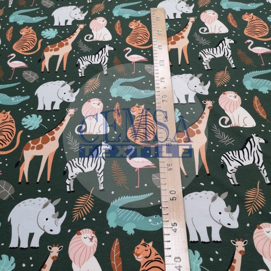 Printed Single Jersey | 95% Cot 5% Ea | Animals Cemsa Textile