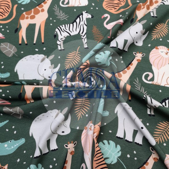 Printed Single Jersey | 95% Cot 5% Ea | Animals Cemsa Textile