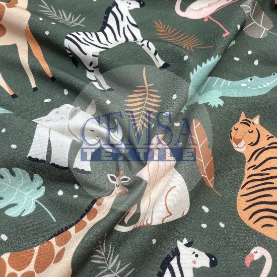 Printed Single Jersey | 95% Cot 5% Ea | Animals Cemsa Textile