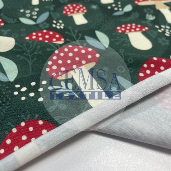 Printed Muslin | 180 cm PSNG_MSHRM Printed Single Jersey | 95% Cot 5% Ea | Mushroom