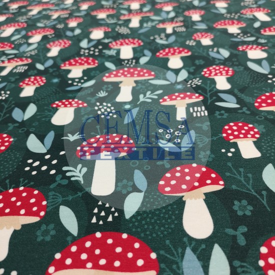 Printed Muslin | 180 cm PSNG_MSHRM Printed Single Jersey | 95% Cot 5% Ea | Mushroom