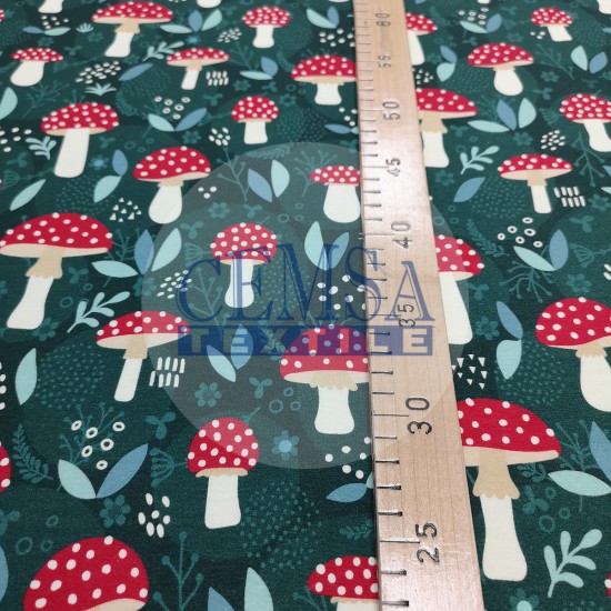 Printed Muslin | 180 cm PSNG_MSHRM Printed Single Jersey | 95% Cot 5% Ea | Mushroom