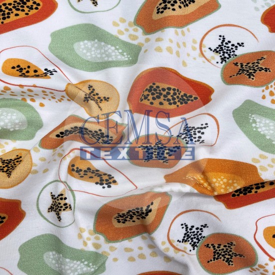 Printed Single Jersey | 95% Cot 5% Ea | Papaya Cemsa Textile