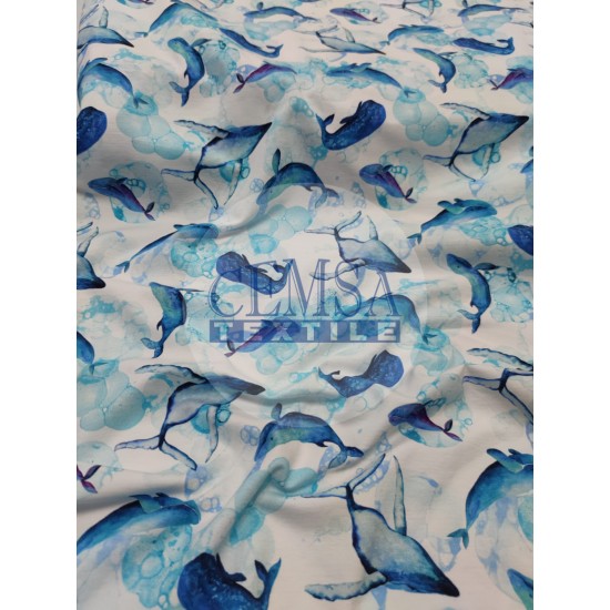 Printed Single Jersey | 95% Cot 5% Ea | Whales Cemsa Textile