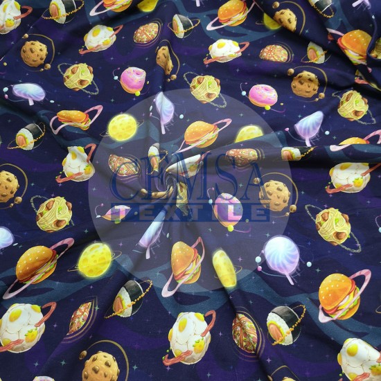 Printed Single Jersey S_FPLNT Printed Single Jersey | 95% Cot 5% Ea | Food Planets