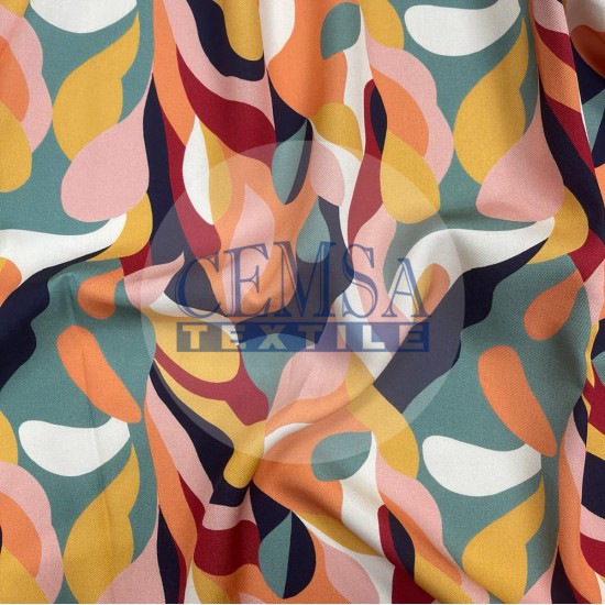 Printed Woven Fabric 100% Viscose | Belmando Colorful Cemsa Textile