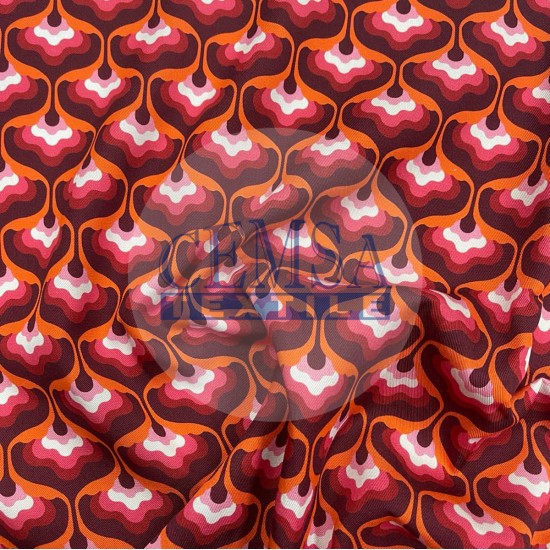 Printed Woven Fabric 100% Viscose | Belmando Red Cemsa Textile