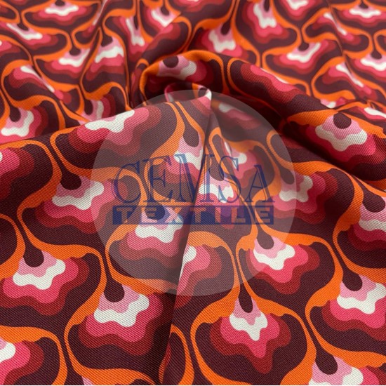 Printed Woven Fabric 100% Viscose | Belmando Red Cemsa Textile