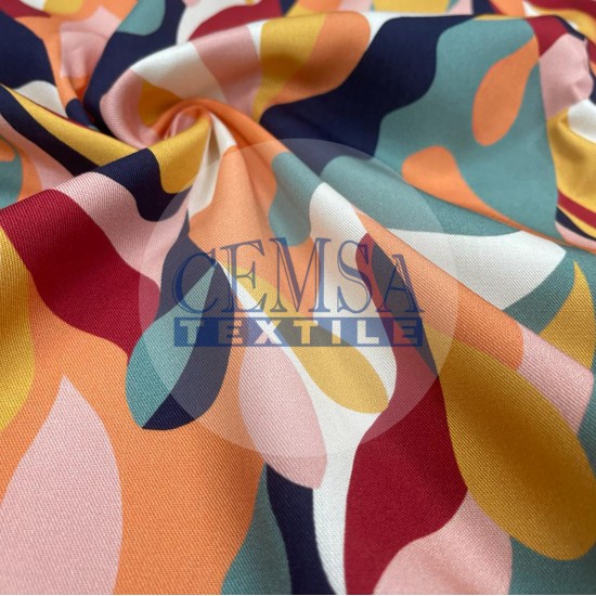 Printed Woven Fabric 100% Viscose | Belmando Colorful Cemsa Textile