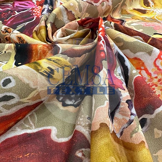 Printed Woven Fabric 100% Cotton | Flower Cemsa Textile