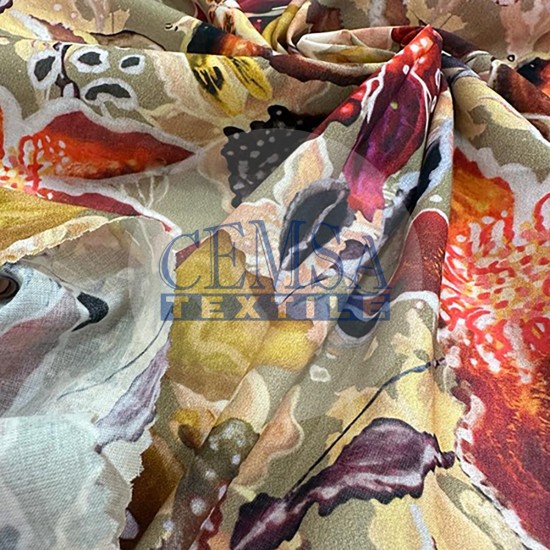 Printed Woven Fabric 100% Cotton | Flower Cemsa Textile