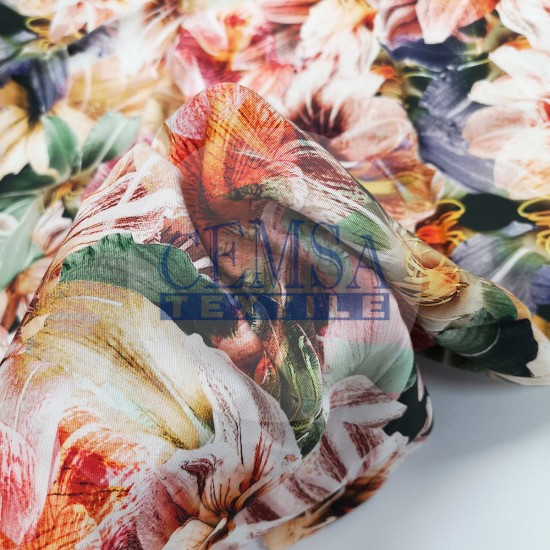 Printed Woven Fabric 100% Viscose| PW_FLWR Cemsa Textile